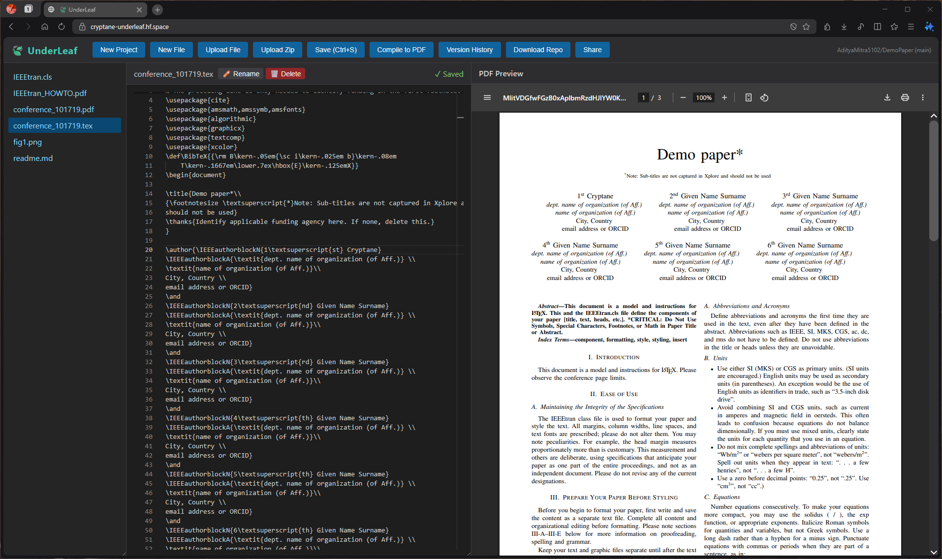 UnderLeaf Editor Interface